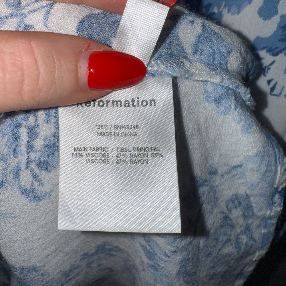Reformation Chianti Floral Print Crepe Midi Dress - Blue/Ivory M - Picture 8 of 10